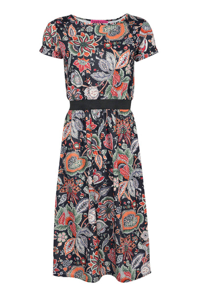 Maddie Printed Contrast Band Skater Dress